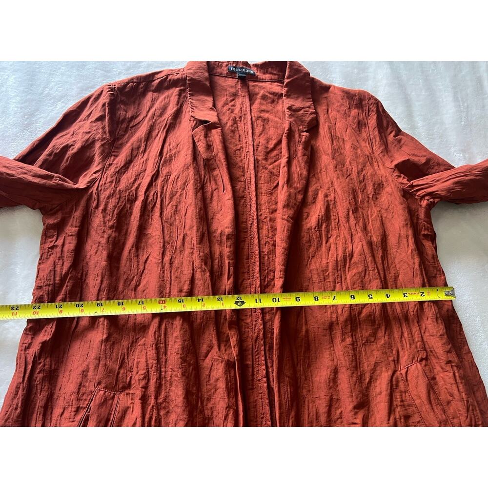 Eileen Fisher Sz Large Paprika Rumpled Organic Cotton Steel Notch Collar Jacket - Picture 14 of 15